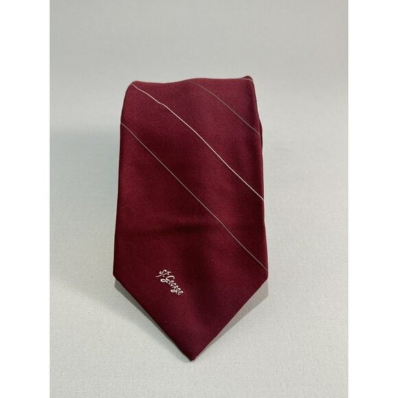 Allyn‎ St. George Maroon with Silver Stripes Neck Tie - Picture 1 of 5